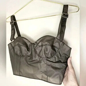 MAISON MARGIELA Structured Crop Bustier Top Adjustable Straps Dark Grey Small
